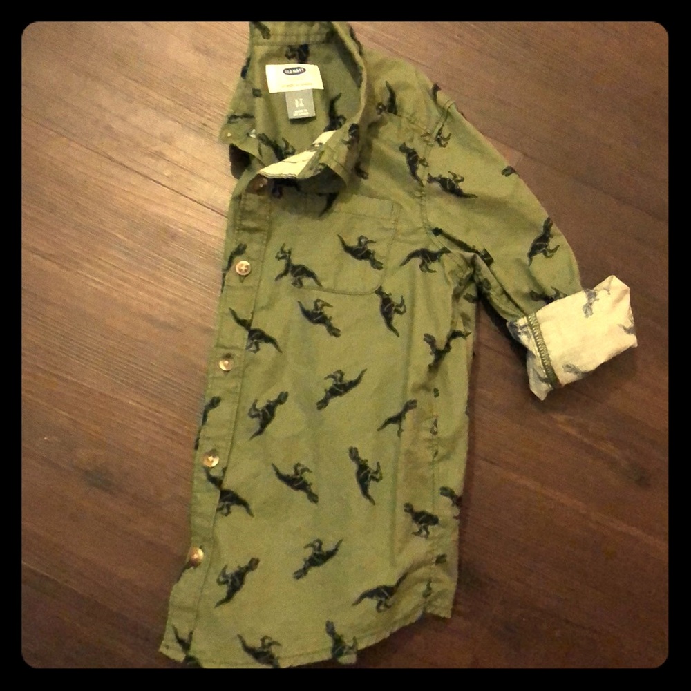 Dinosaur button-up collared shirt